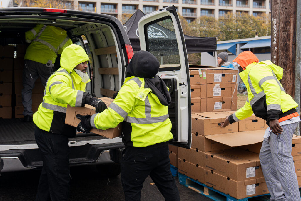 Frozen turkey distribution outside DC Central Kitchen