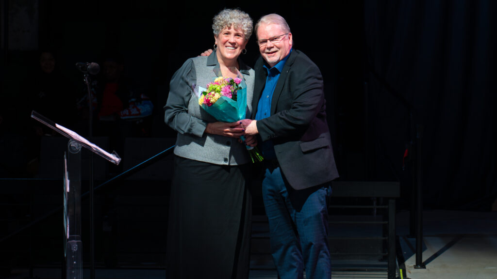 Glenda Cognevich and Mike Curtin at the Culinary Job Training graduation.