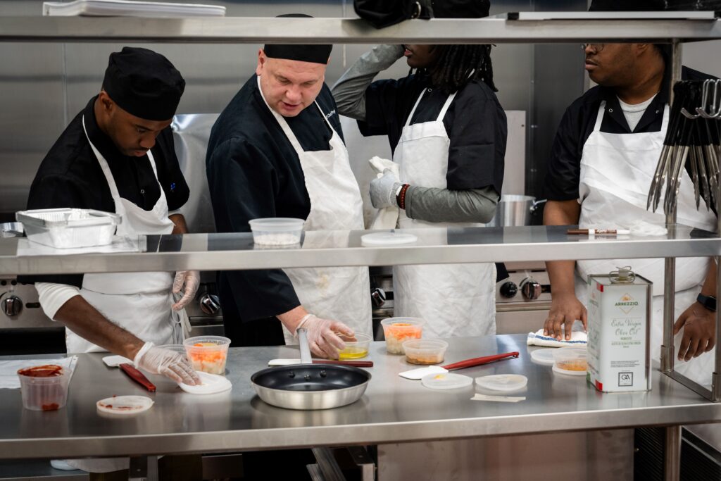 Sunflower Bakery students and teachers in the Sunflower kitchen