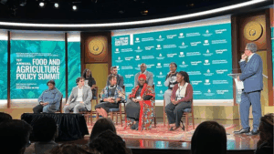 Focus Group Panelists, including DCCK's Shante Bullock, on stage at the Food and Agriculture Policy Summit in DC on October 28, 2025.