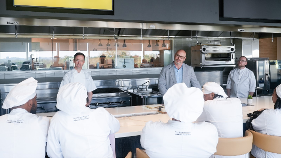 Marriott staff speaking with DC Central Kitchen students