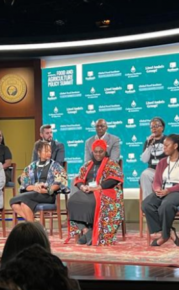 Focus Group Panelists, including DCCK's Shante Bullock, on stage at the Food and Agriculture Policy Summit in DC on October 28, 2025.